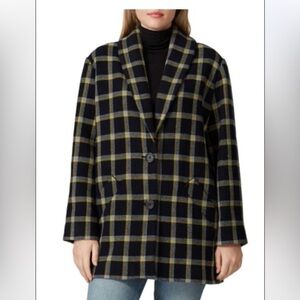 DEREK LAM 10 CROSBY Plaid Cocoon Wool Blend Coat